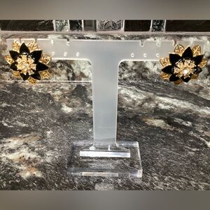 Black and Gold Floral Earrings